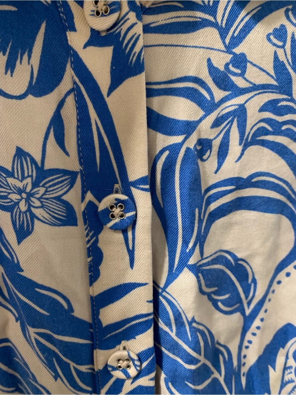 CAbi Blue and White Floral Shirt Dress - Picture 2 of 7